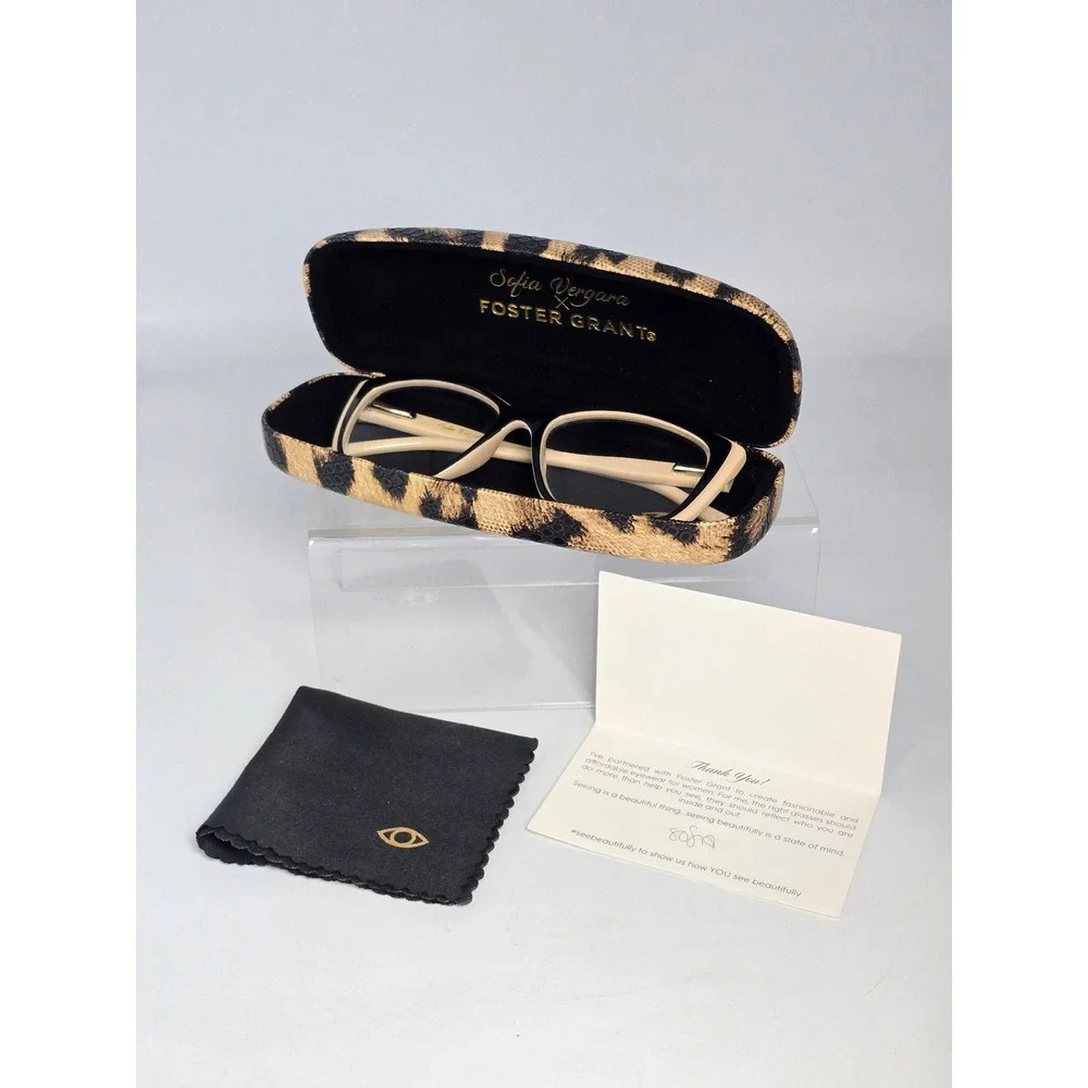 Sofia Vergara x Foster Grant Reading Glasses Women OS Beige Black Cat Eye - New
